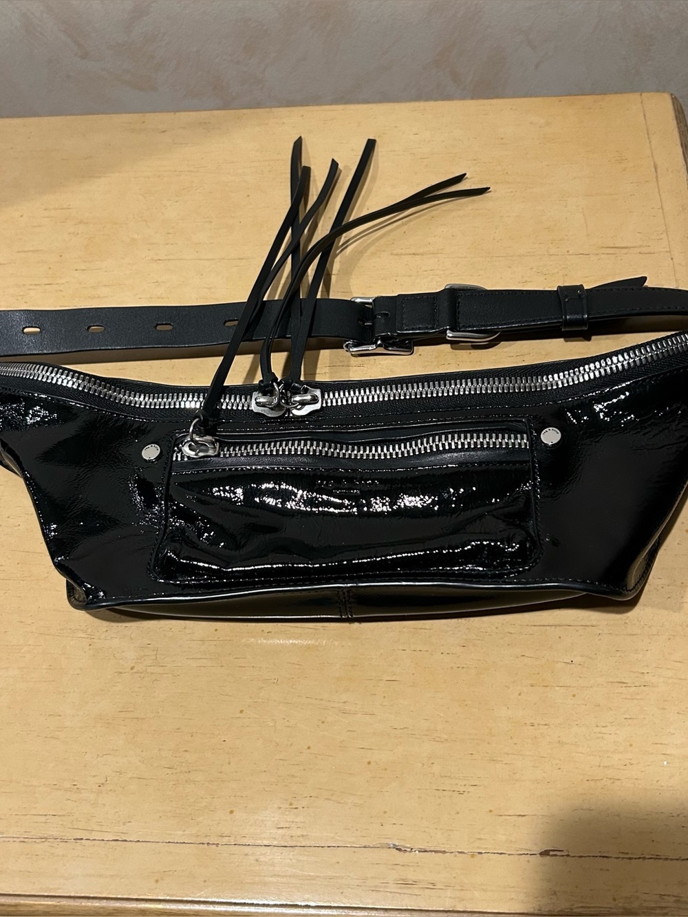 Rag & Bone black patent leather Elliot belt bag  or waist Fanny pack